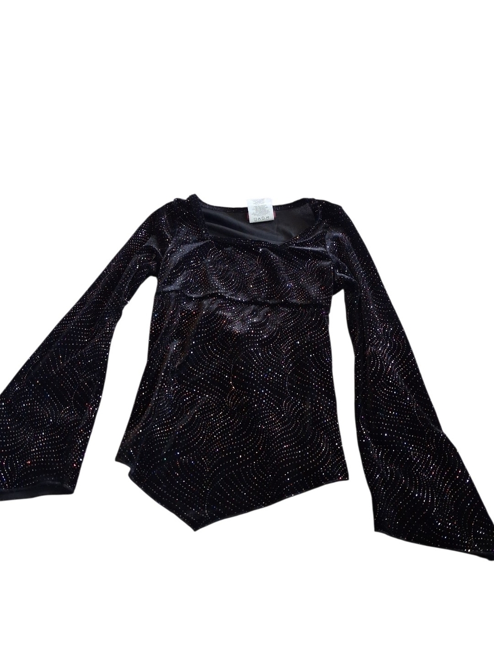 Girls Jordache Black Glitter Bell Sleeve Long Sleeve Top